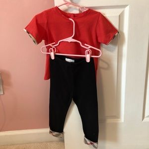 Burberry outfit - t-shirt and legging. Size 2Y.